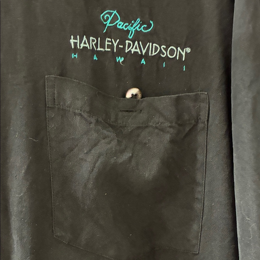 Harley-Davidson Black Casual Button Down Shirt. Silk only worn several times. - Picture 2 of 9